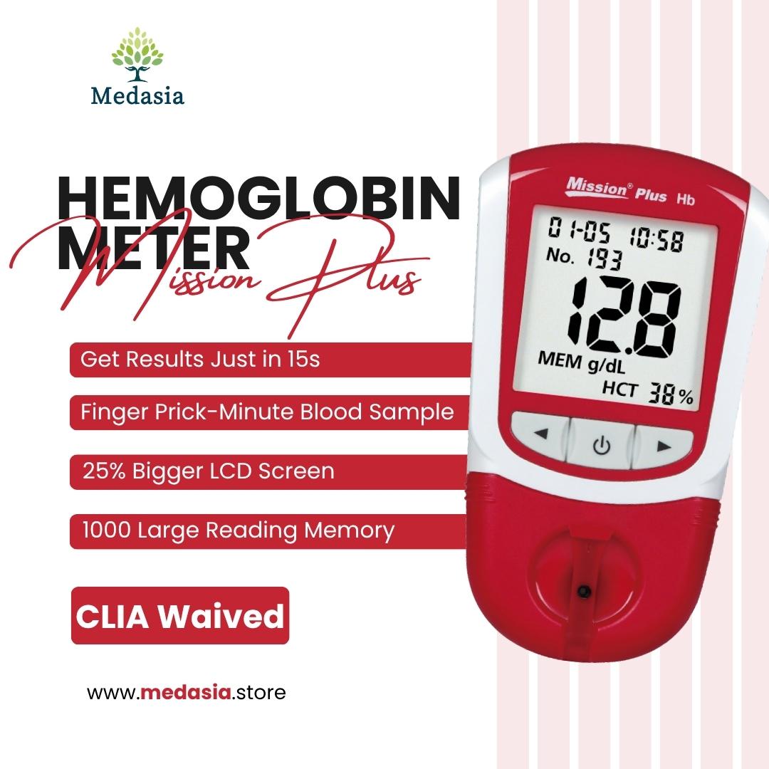 Mission Plus Hemoglobin Meter – FDA & CE Certified Home Hb & Hct Testing Device