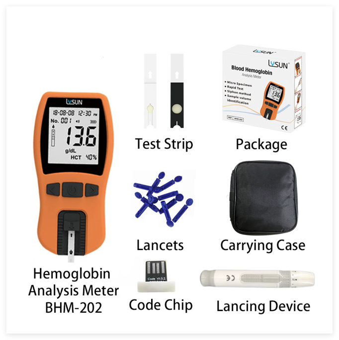 Upgraded Hemoglobin Test Meter Kit, No need capillary tubes, 25 strips included