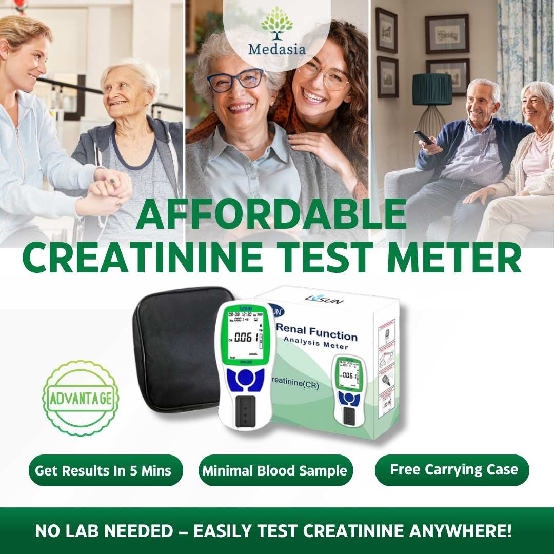 At-Home Creatinine Test Meter with 2-Min Results – Portable Kidney Function Monitor Kit for CKD Tracking & General Wellness