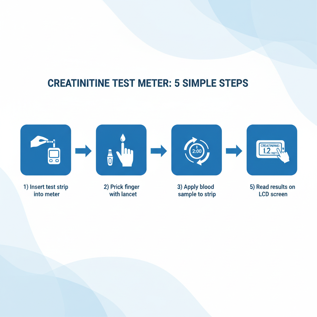 How to use creatinine meter - 5 simple steps infographic guide