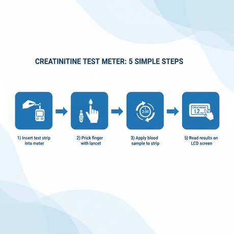 How to use creatinine meter - 5 simple steps infographic guide
