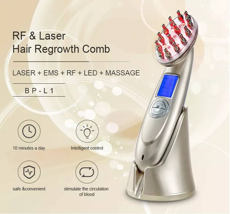 7-in-1 RF & Laser Hair Regrowth Comb – EMS, Red Light & Vibration Scalp Stimulator